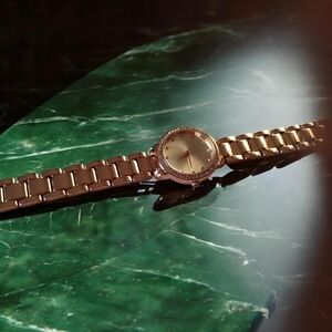 Rose Gold Embellished Fossil Watch with box